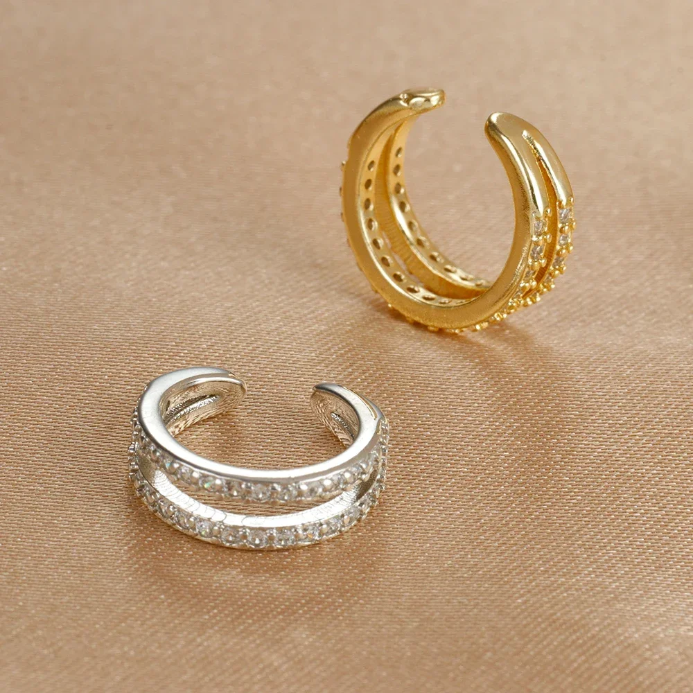 1PC Vintage Gold Color Crystal Zirconia Ear Cuff Non-Piercing Fake Cartilage Clip Earrings For Women Men Creative Trend Jewelry