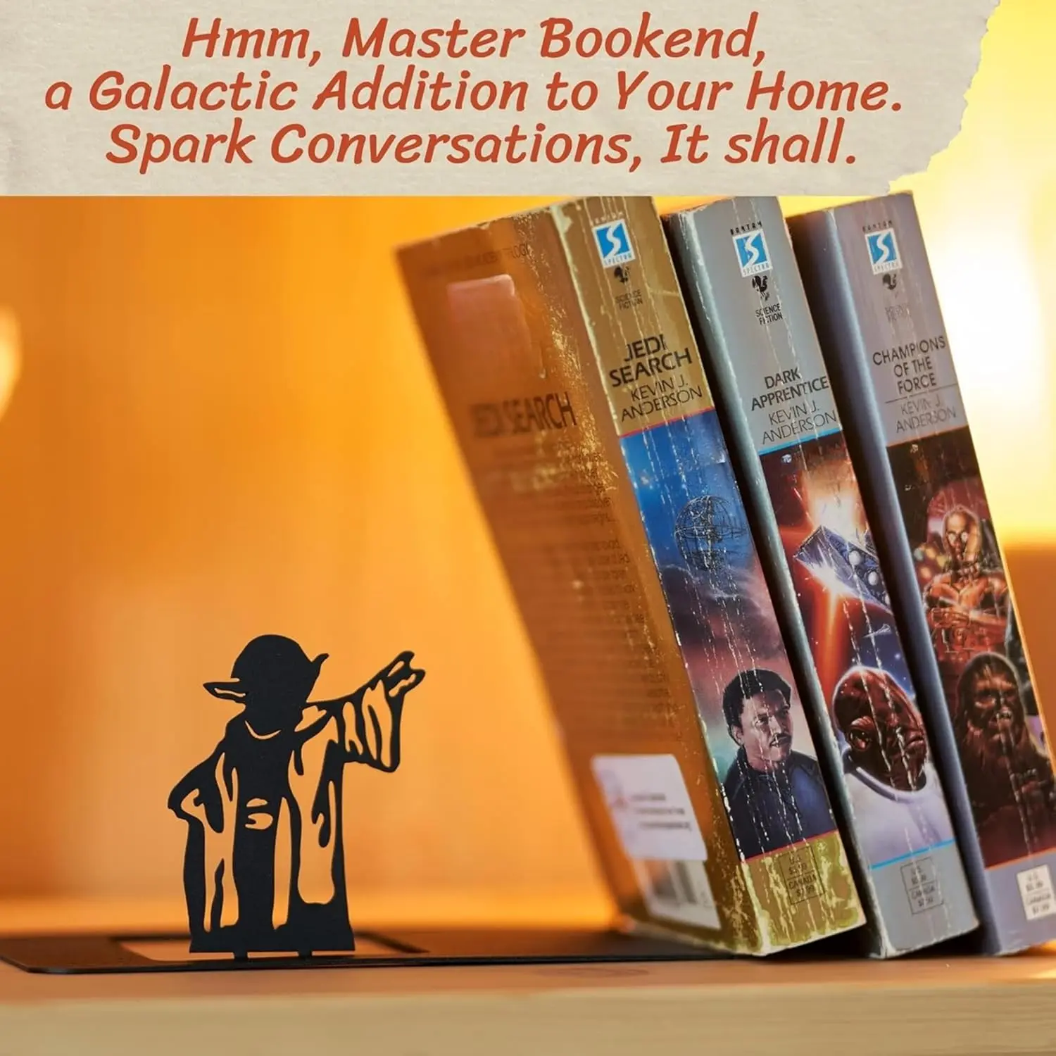 Star Metal War Bookend – Yoda Master Unique, Geeky Decor for Home Office – Heavy Duty Non-Slip Minimalist Bookends for Shelves