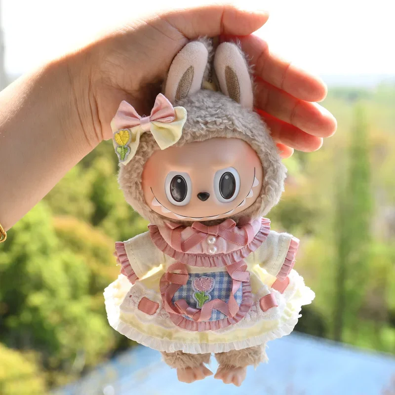 17cm Mini Plush Doll Clothes Clothing Accessories Korea Kpop Exo Labubu Idol Doll Pink Striped Sweater Hat DIY Cute Girl Gift