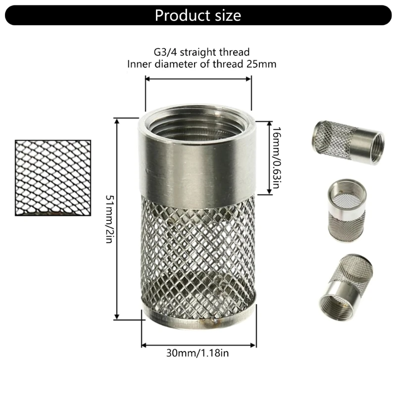 Filtro per tubo acqua Maglia in acciaio pollice 3/4 pollice Filettatura femmina Filtro per tubo acqua per da per