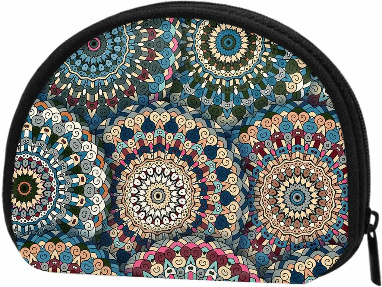 Small Coin Purse Boho Chic Flower Mandala Design Flourish Ornament Mini Wallet Coin Pouch Change Purse For Women Men Girls