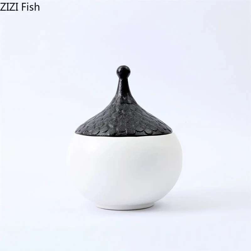 Minimalism Style Ceramic Storage Jars with Lid Desk Decoration Candy Pots Tea Caddy Storage Tank Jewel Box Modern Home Decor