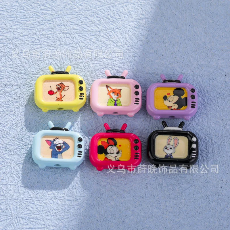 5pcs Zinc alloy paint cartoon three-dimensional TV perforated DIY mobile phone chain hair accessories bracelet beaded bead space