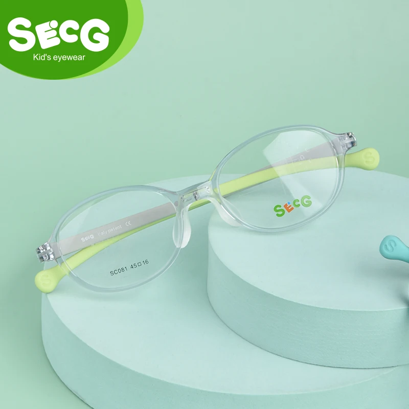 

SECG TR90 Transparent Myopia Optical Children Glasses Ultra Light Silicone Frame Prescription Frames Soft Kids Sight Eyeglass