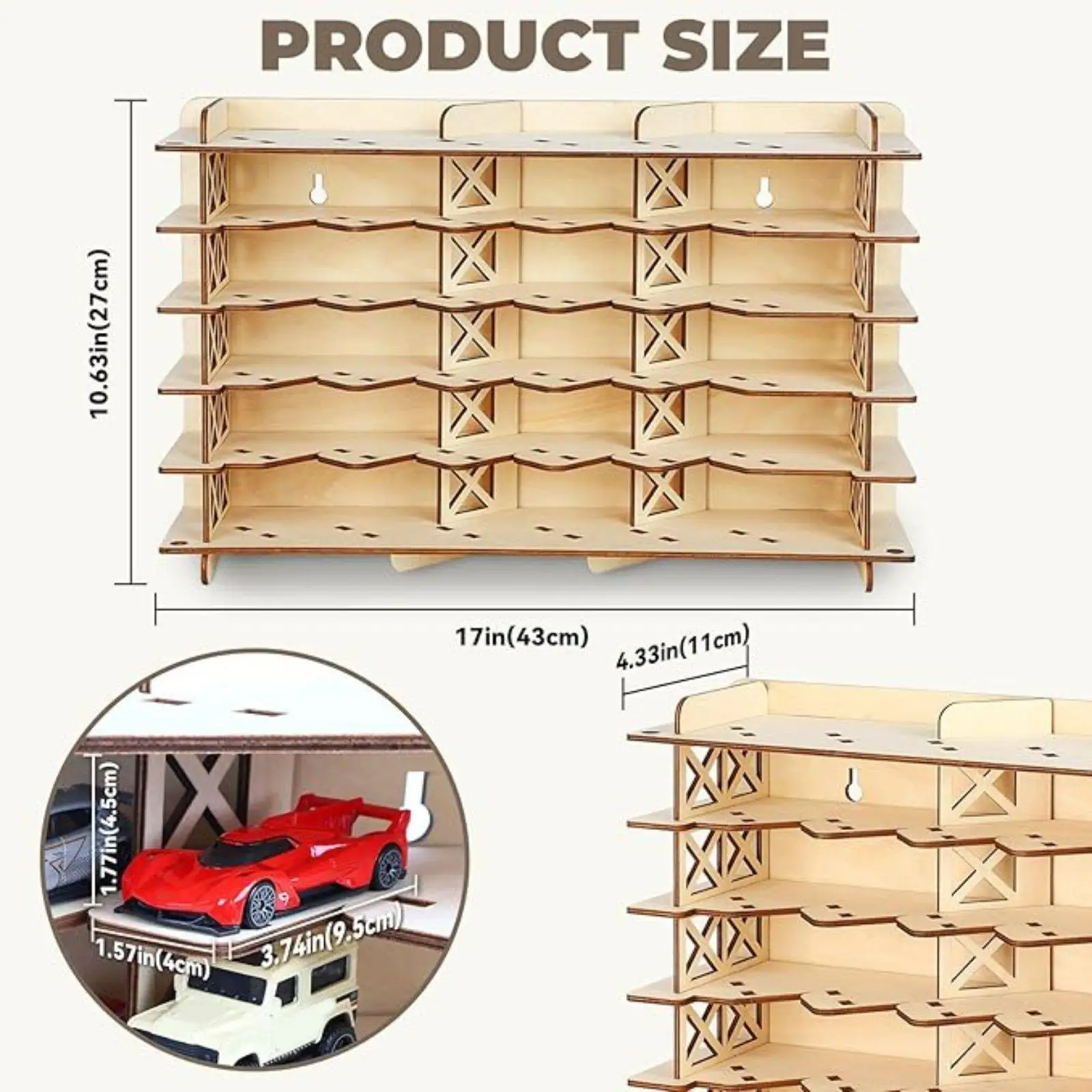 Model Car Display Case Shelving Wall Mount Desktop Wood Gift for Collectibles for Playroom Stable Structure Cabinet Organizer