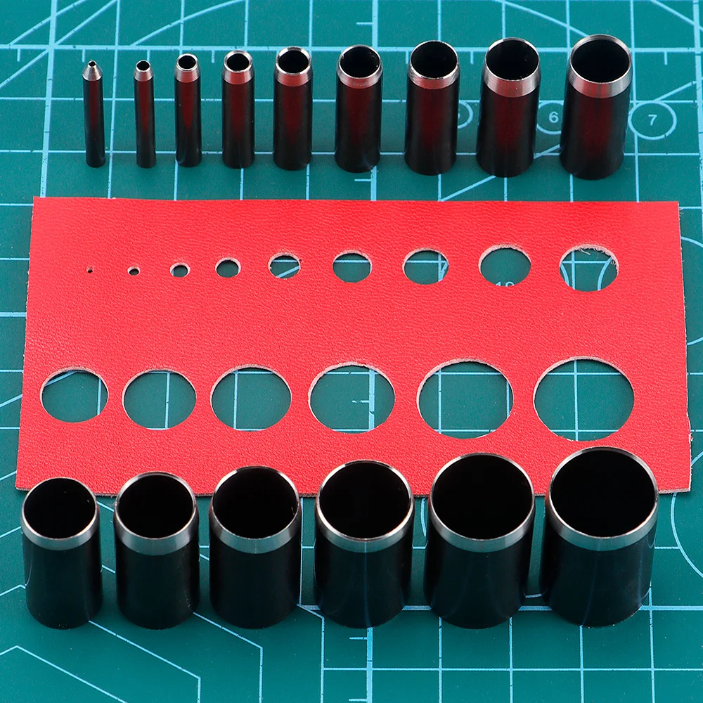 1set PU Leather Circle Punching Set Hollow Hole Cutter Mold For PU Leather Fabric Paper Crafting Project Punching Tool