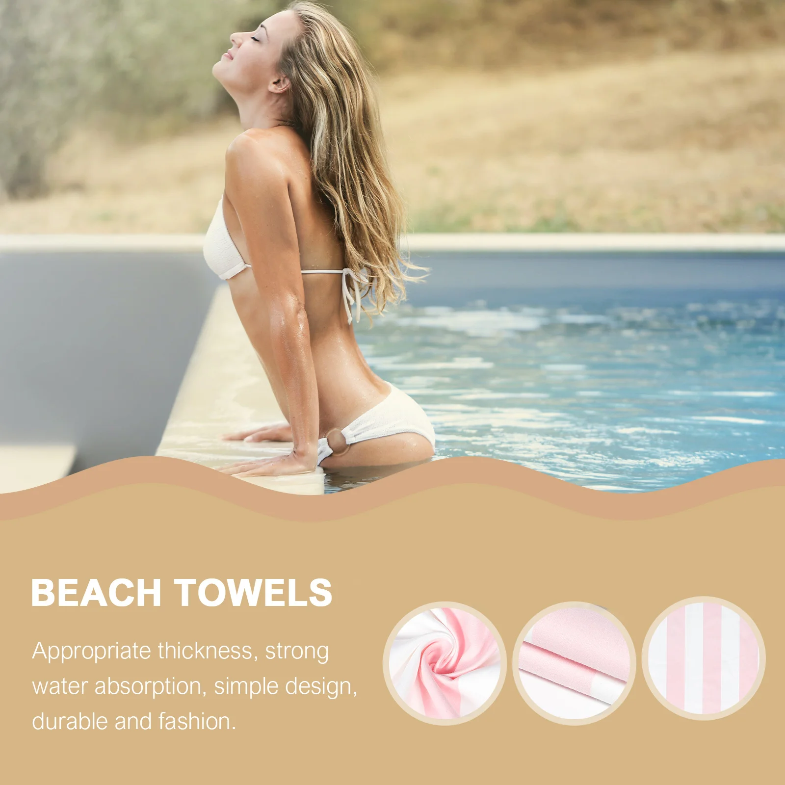 مجموعة واحدة من من منشفة الشاطئ الكبيرة سريعة الجفاف، مادة عالية الجودة، منشفة مريحة للغاية وصديقة للبشرة للاستخدام في حمام السباحة في الهواء الطلق