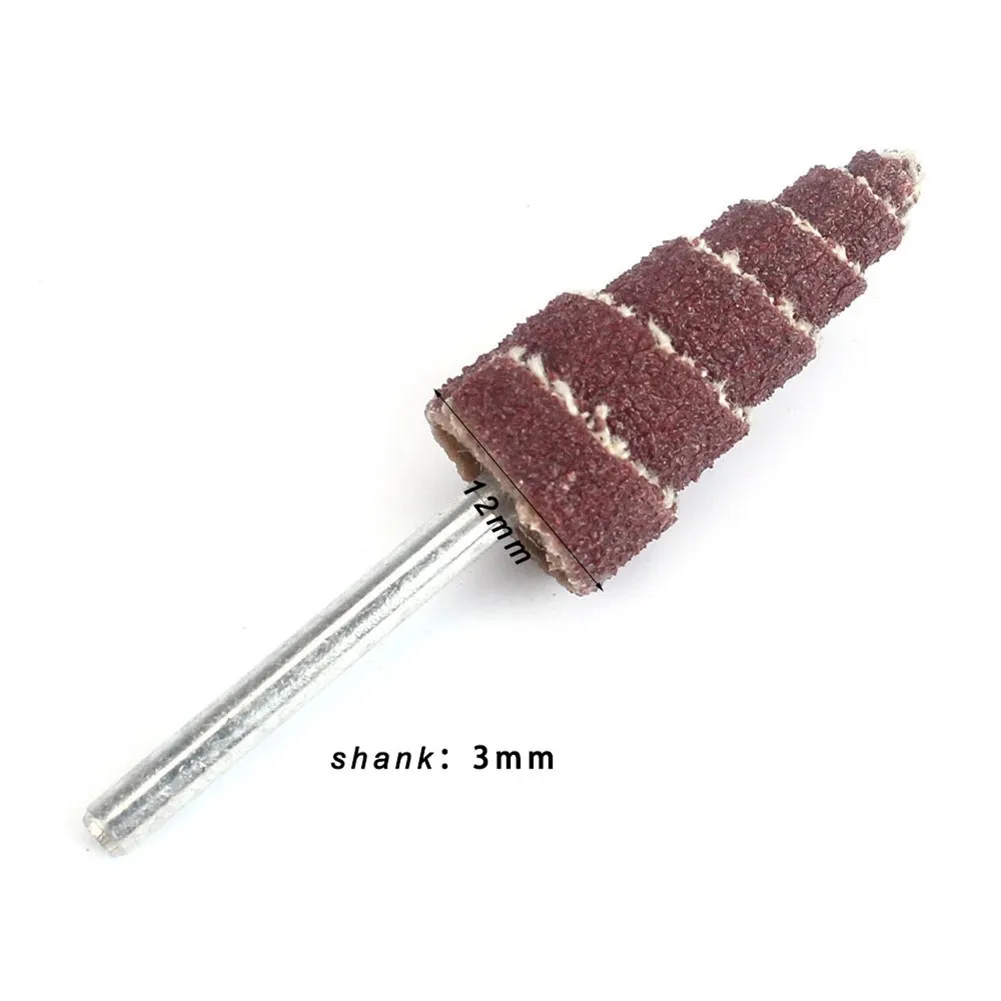 

3mm Grinding Head 320# Abrasive Tool Cone Shape Grinding Head Polishing Sanding Sandpaper Wheel 1/8\\\" Shank 12mm