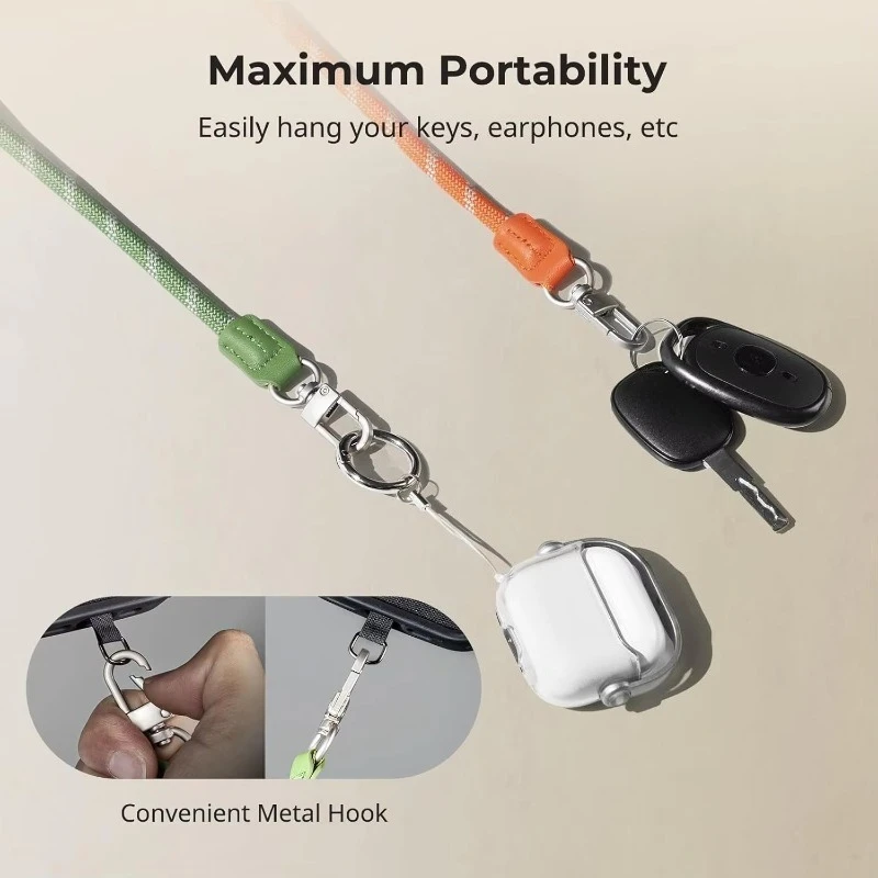 38cm Adjustable Leather Nylon Phone Wrist Strap Zinc Alloy Anti‑drop For iPhone Samsung Smartphone Safety Hand Rope