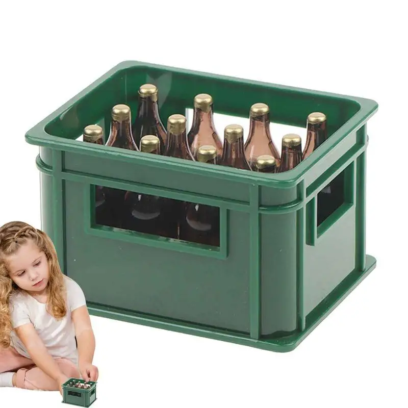 Mini Beer Bottle Box Decoration Doll House Beer Box Miniature Beer Bottles Box Miniature Wine Bottles for Fairy Garden Pub Bar