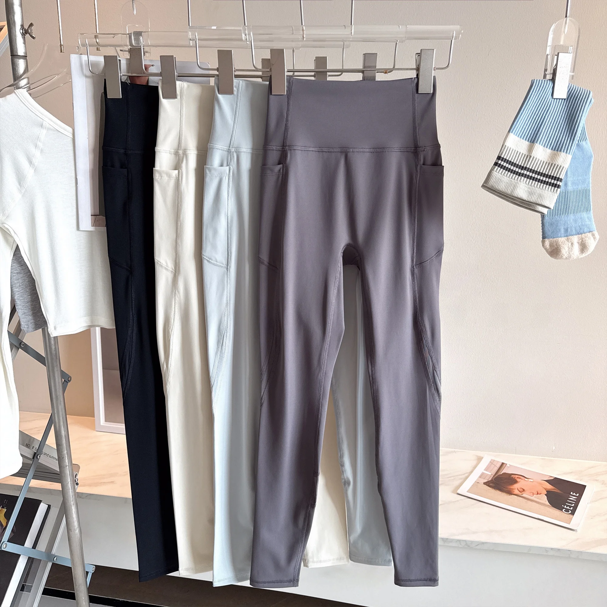 

High-Waist Fitn Pants Women's Tight-Fit Yoga Pants Breathable Me Butt-Lifting Spor Base Layer Pants Skin-Friendly