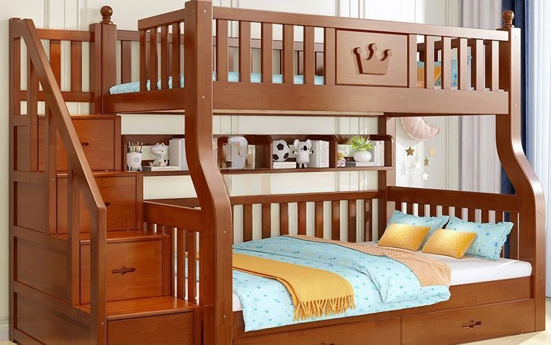 Oak bunk bed, bunk bed with desk, two bunk beds, all solid wood, children's bed, adult mother