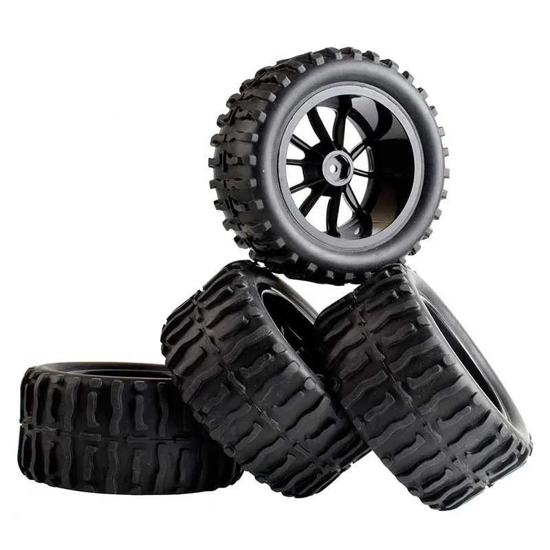 4pcs/lot RC Rubber Sponge Tires Tyre Rim Wheel For 1/10 Scale Models Nitro Power Monster Truck RC Car HSP Remote Control Car