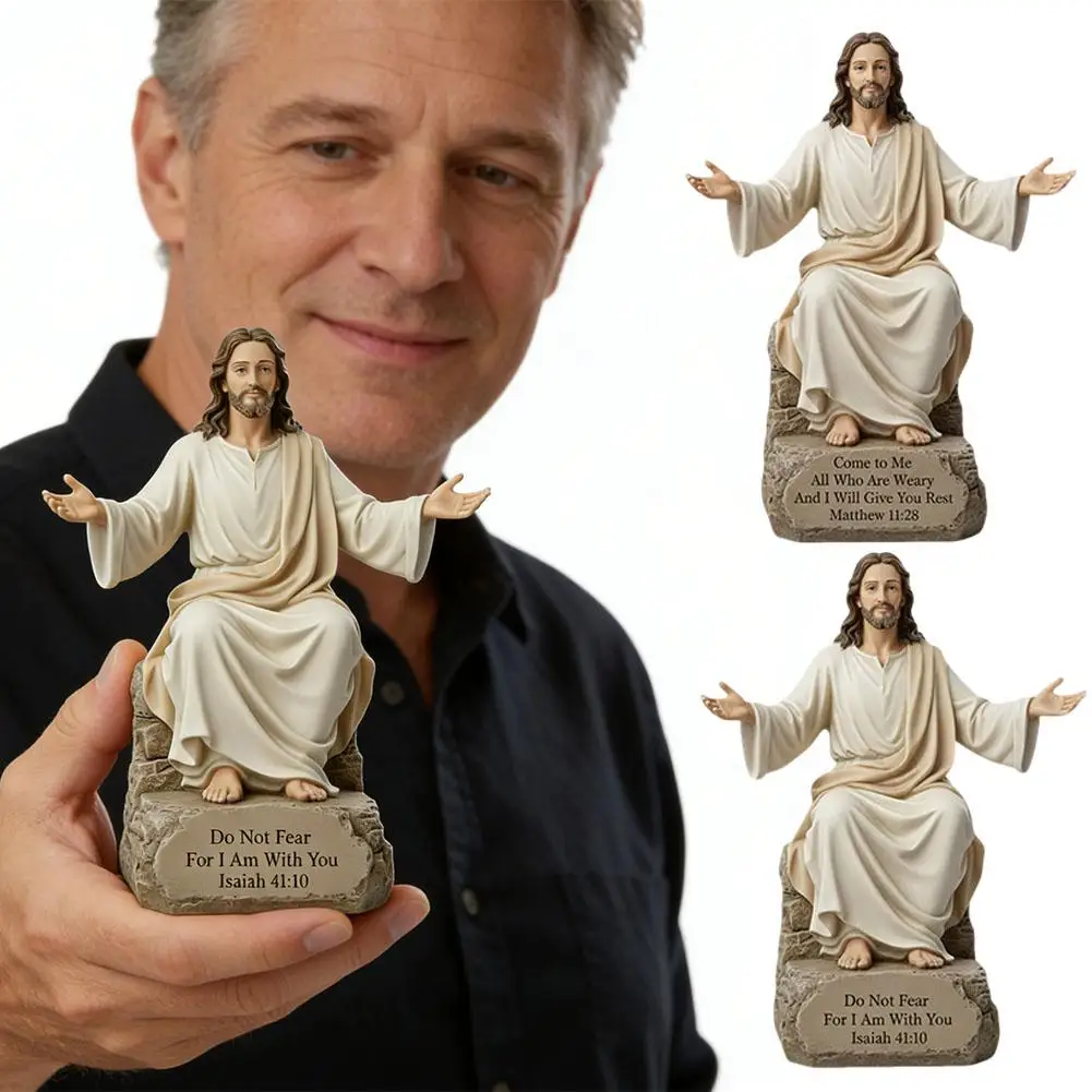 Figura de Resina Única de Jesús Sentado para Escritorio, Estatua Decorativa DIY con Pose de Jesús, Siempre Festiva, Z4Q7