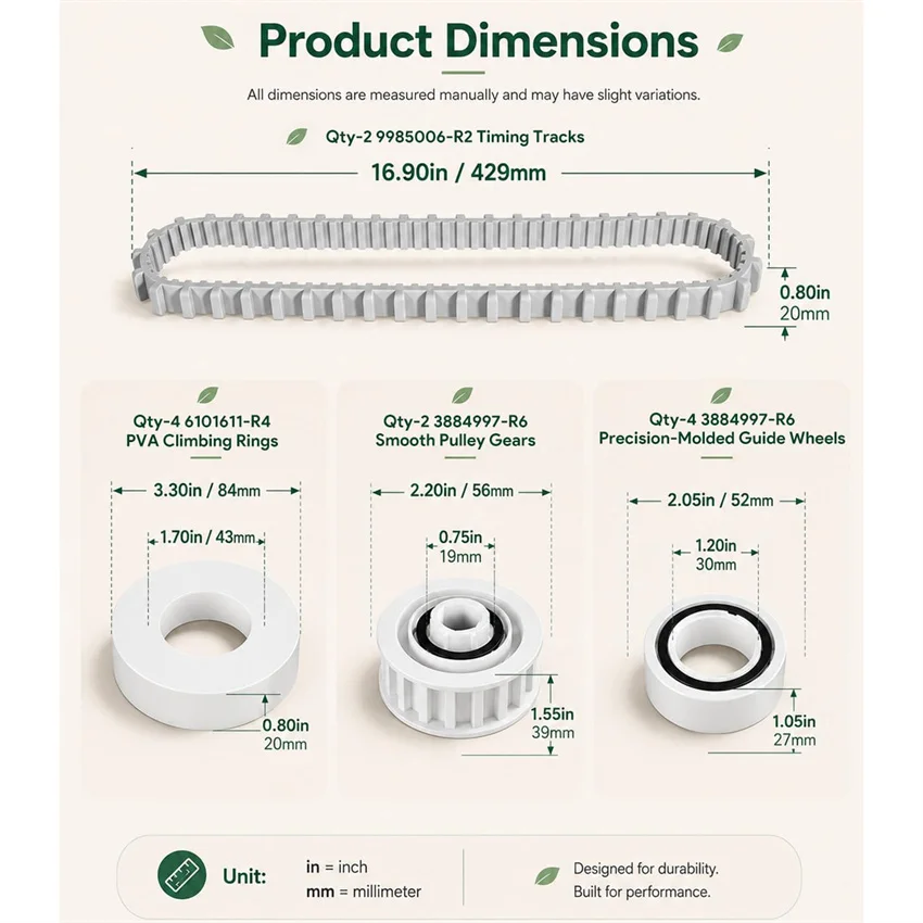 für Maytronics Dolphin Nautilus CC Plus, Premier, M400, M500 Poolreiniger, 9985006-R2 Zahnriemen, 6101611-R4 Kletterringe – Detail 6
