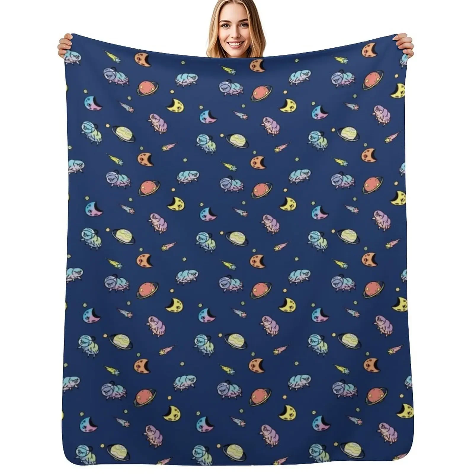 

Tardigrade Space Pattern Blue Throw Blanket Blankets For Bed for winter Kid'S Blanket
