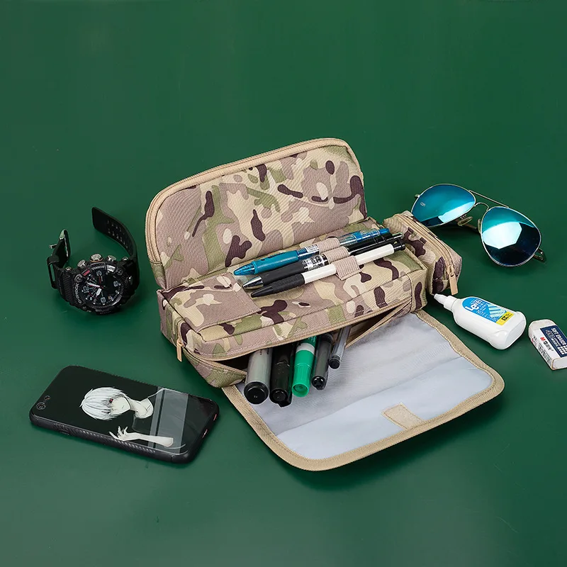 Imagem -04 - Estojo de Lápis Camuflado para Meninos Bolsa Lápis Estilo Soldado Papelaria de Alta Capacidade Material Escolar Peça