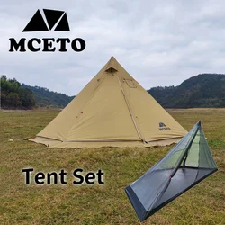 Pyramid Tent Set Outdoor Winter Camping Tent With Snow Skirt Tipi Hot Tent With Chimney Hole Hiking Backpacking Tent Two Sizes