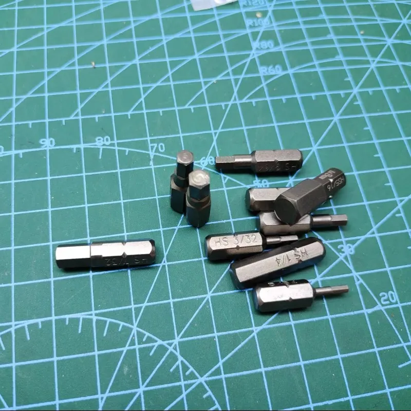 9 Uds puntas de destornillador hexagonal británico 1/16 " - 5/16" acero S2 magnético 1/4 "vástago hexagonal broca de seguridad Allen herramientas manuales de bricolaje L25mm