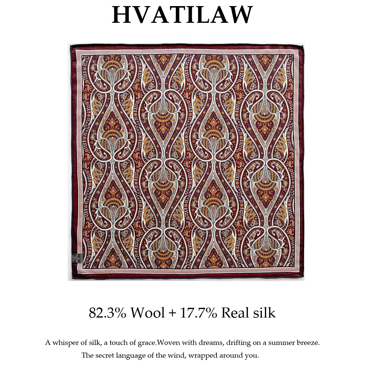 

2026 Women's Fashion 100% Pure Silk Wool Scarf 62cm Square Paisley Print Shawl Wrap Bandana Hijab Headscarf Pashmina Echarpes