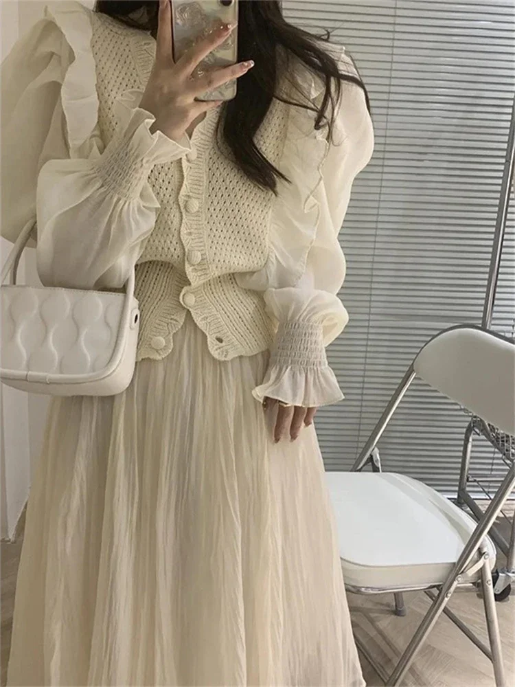 Summer Women Blouse Spring Shirt Female Woman Blouse Maxi Blusas Chiffon Casual Elegant Vintage Long Sleeve Oversize Loose White