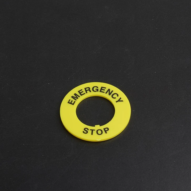 22mm emergency stop button sign yellow plate warning circle emergency stop button switch emergency stop warning circle sign