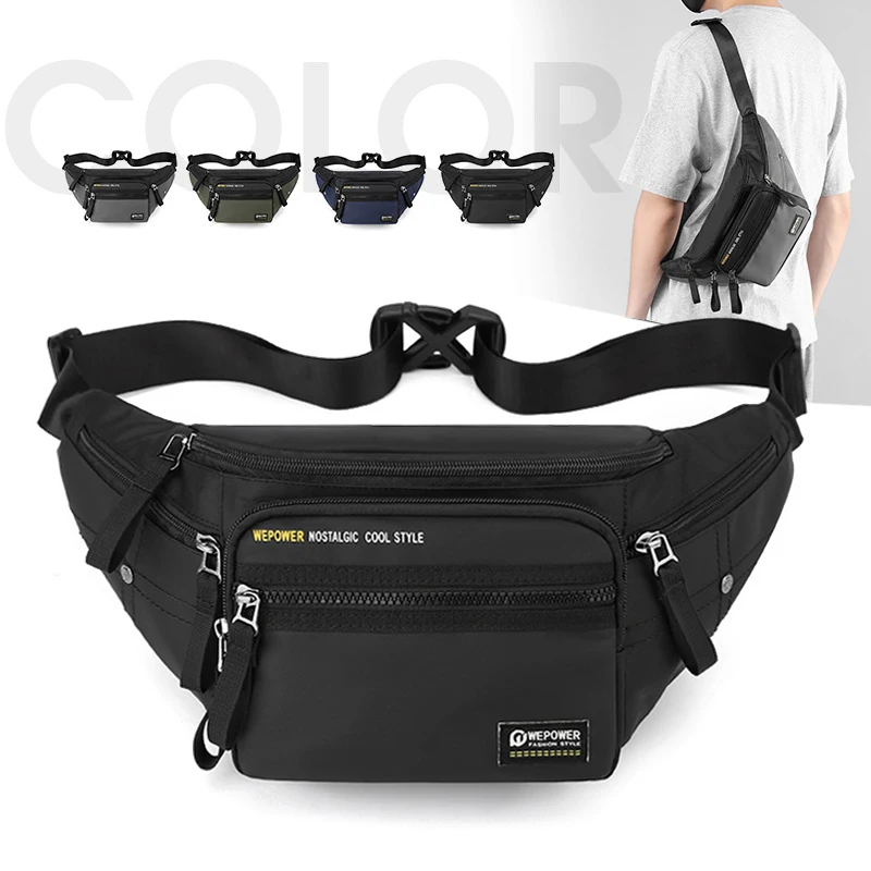 Men Waist Fanny Pack Belt Bag Waterproof Nylon Multi-purpose Sports Travel Hiking Climb Male Sling Chest Pack Bum Hip Bags