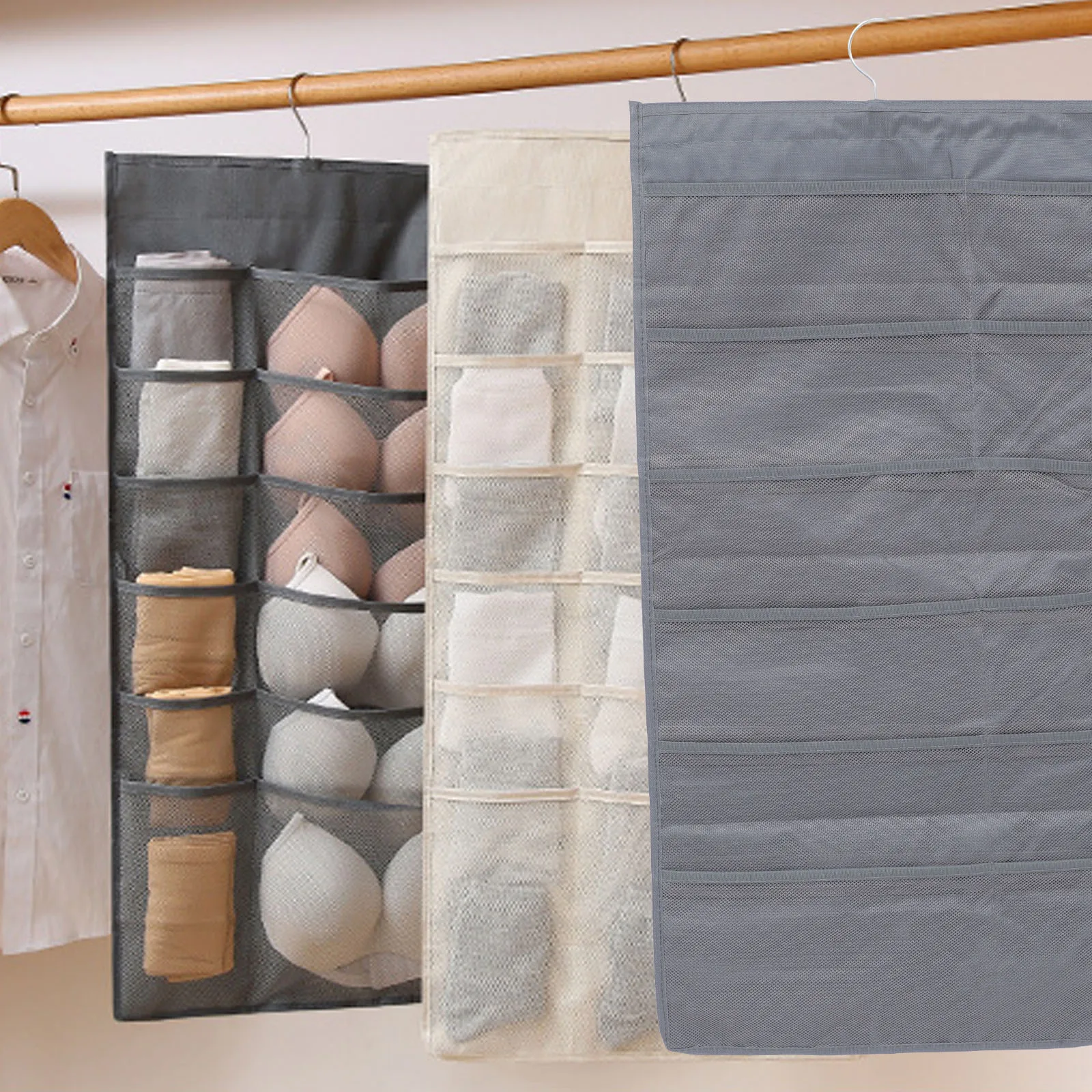 

1pc Storage Bag Pocket ganizer Hanging ganizer Hanging ganizer Pocket Grey Breathable Fabric Closet Bedroom Use