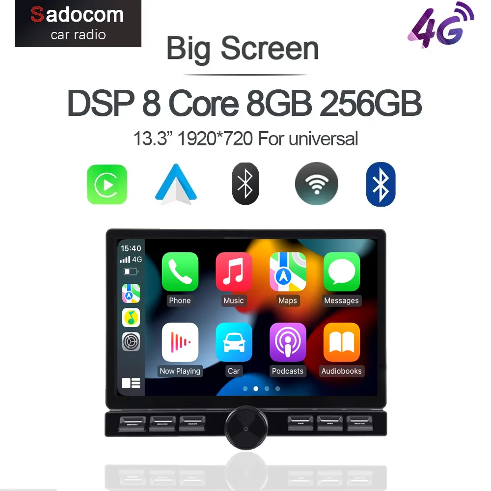 

13,3 "QLED 2000*1280 360 12G + 256G Carplay Android 14.0 автомобильный плеер GPS DSP WIFI стерео авторадио мультимедиа для универсального
