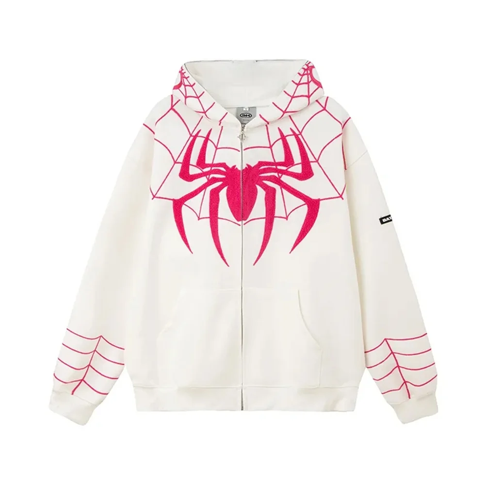 American Retro Spider Coat Men's and Women's Cardigan Spring and Autumn Loose Couple Hooded Sweater