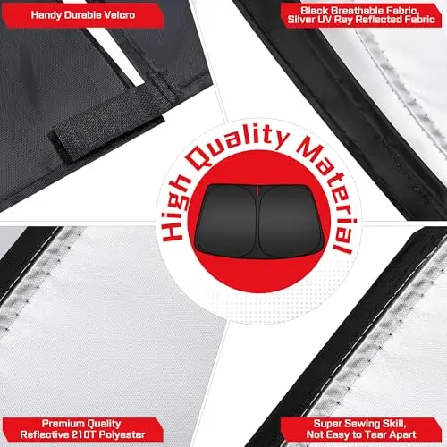 

Foldable Custom Windshield Sunshade For Dodge Durango 2011–2026, UV Blocking Reflective 210T Polyester, Durable Velcro Closure