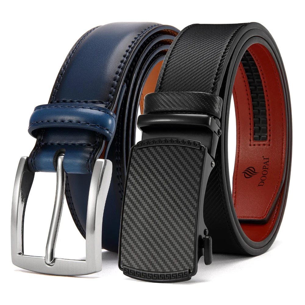 

Men Belt Genuine Leather Automatic Buckle Famous Brand Belt for Men's High Quality Buckle Work Business Black Cowskin Business