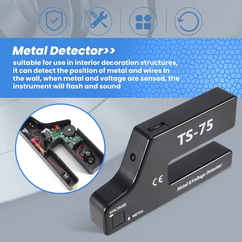 Nuevo Detector de voltaje de metales portátil, detección de cables de tuberías, Detector de cableado de tuberías TS-75