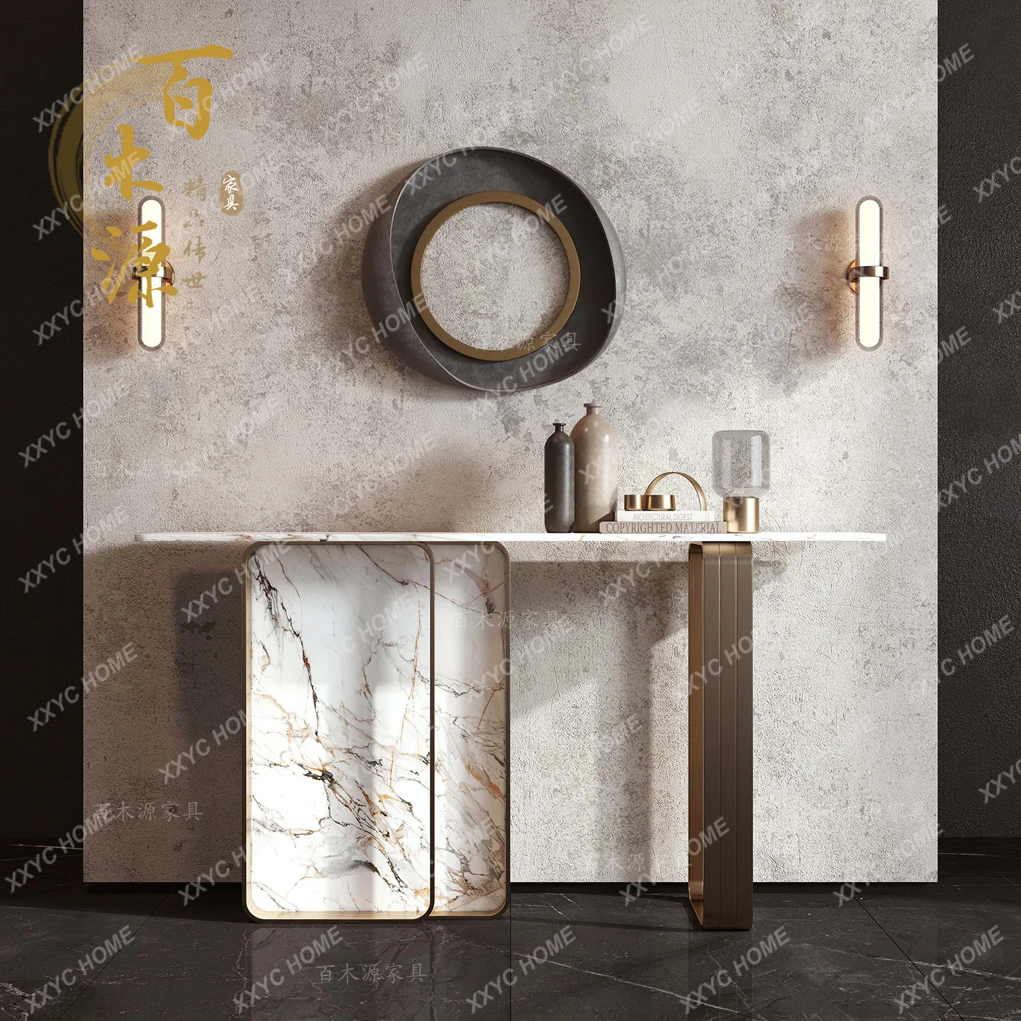 XXLight luxury partition case,  high-end foyer cabinet, end view table, corridor decoration strip case, storage porch table