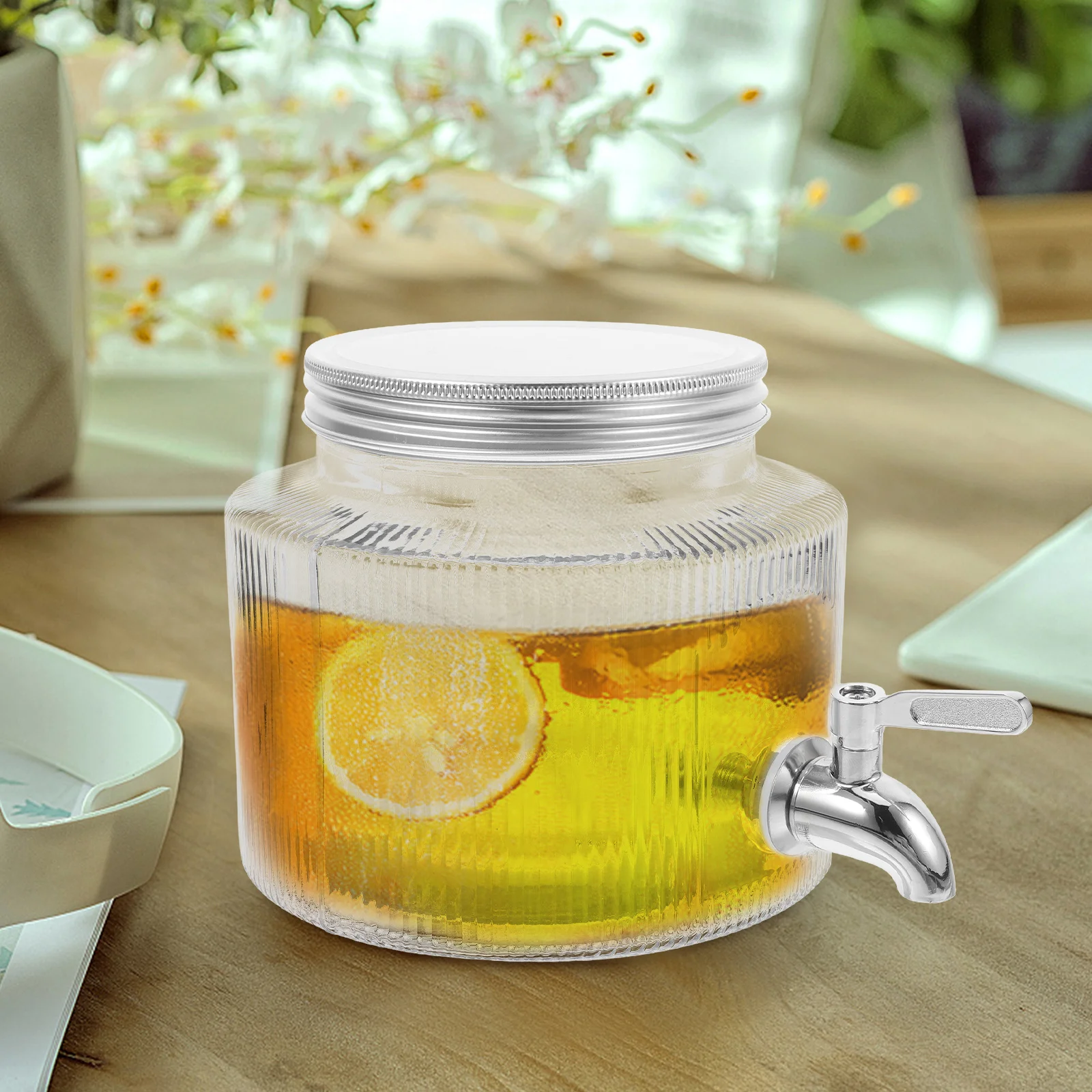 

Glass Beverage Dispenser Large Capacity Water Container for Fridge Juice Tea Lemonade Storage Spigot Multipurpose Use