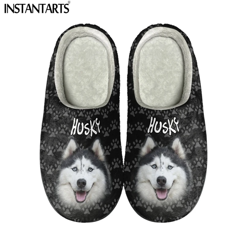 INSTANTARTS Husky 3D Print pantofole in cotone Unisex pet Lover scarpe basse da pavimento per interni pantofole da camera da letto in peluche di