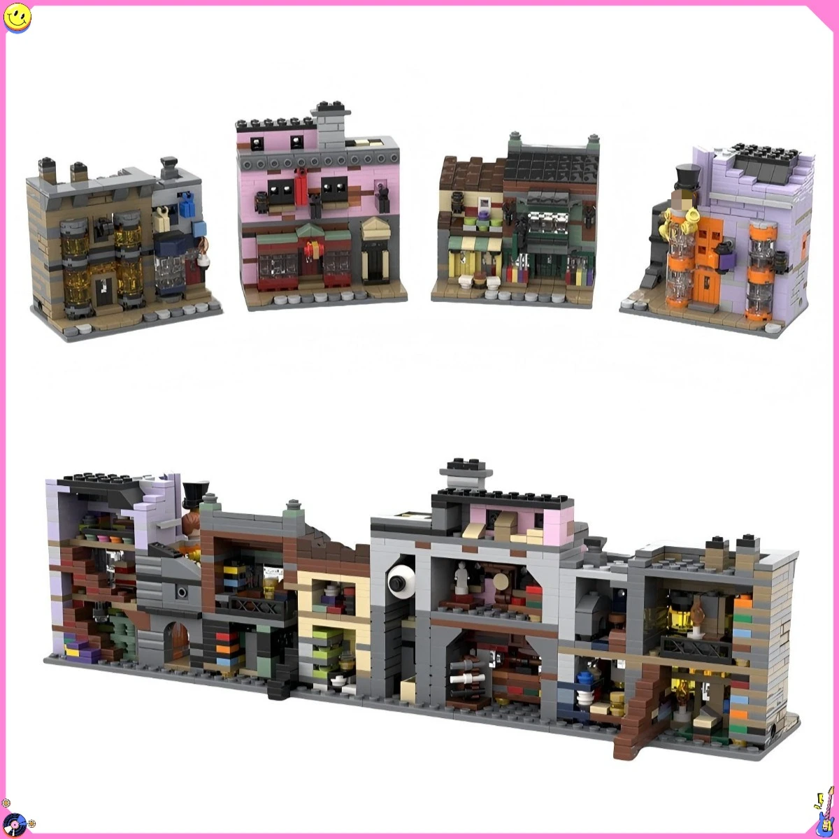 

Серия фильмов MOC, волшебная технология, модель архитектуры, диагональный вид на улицу, набор строительных блоков Alley, детские игрушки, рождественские подарки