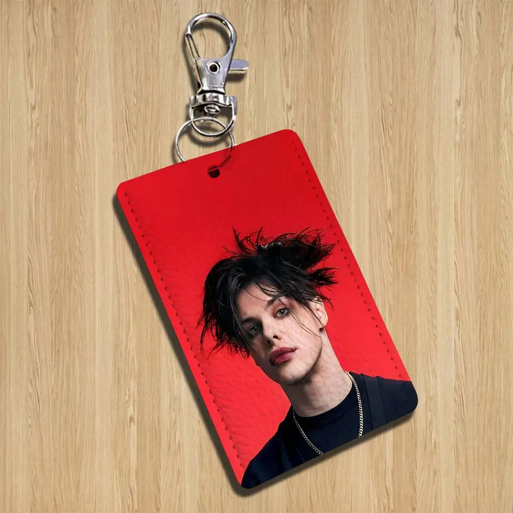 Chaveiro de Couro Retangular Yungblud com Design de Música Exótica e Inusitada, Porta-Cartão de Identificação, Porta-Cartão de Acesso, Porta-Chaves