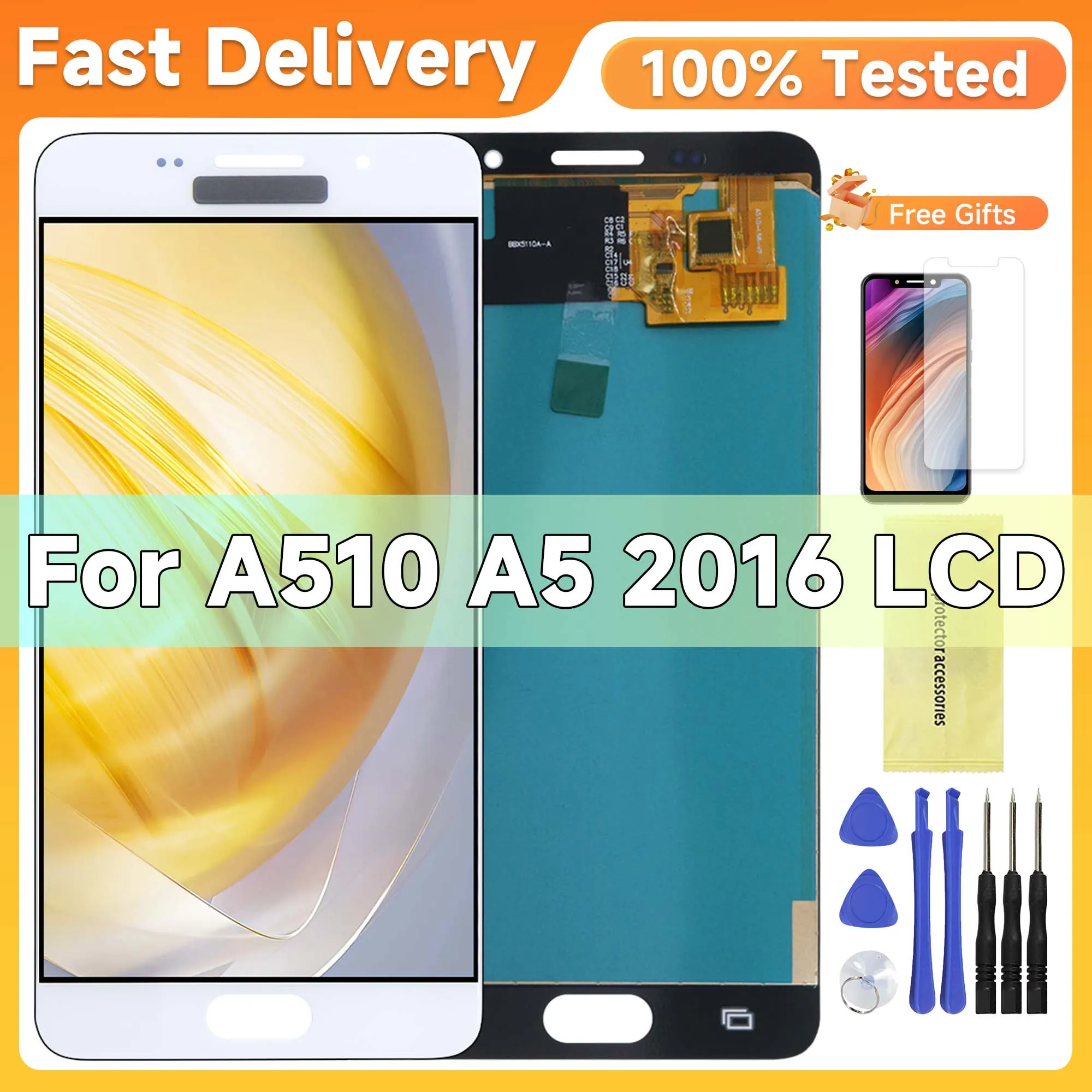 5.2''Ori / TFT Para Samsung A5 2016 A510 A510F A510M A510FD Display Touch Screen Digitador Assembléia