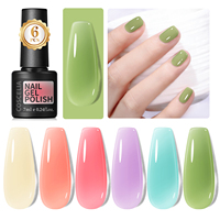 Coscelia 6PCS Jelly Gel Nail Polish Set -Milky Pink Nude Macarons Series Semi Permanent Gel Polish, Art Design Gifts for Women