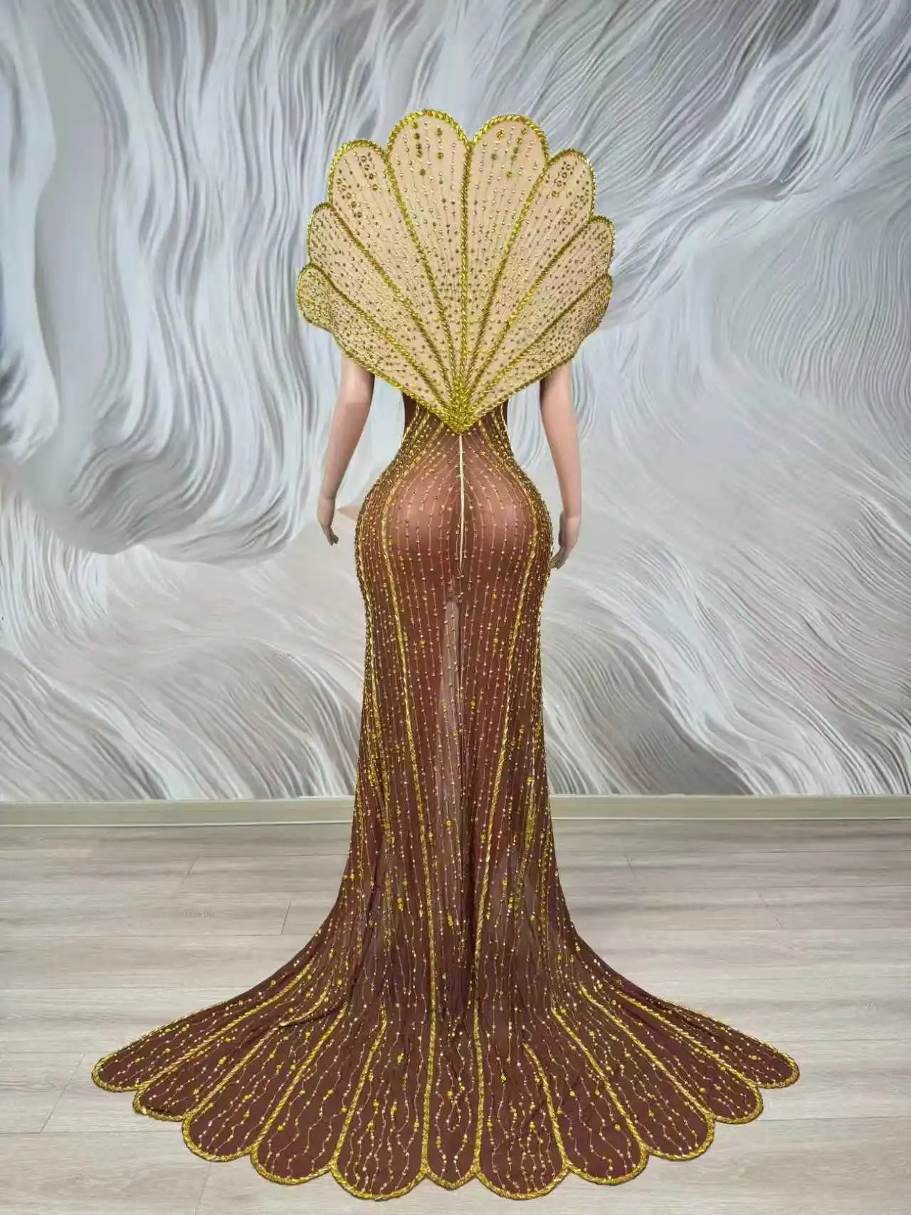 Luxury Diamond Evening Banquet Long Mermaid Dress Ladies Wedding Birthday Graduation Ceremony Dinner Gown Party Show Outfit