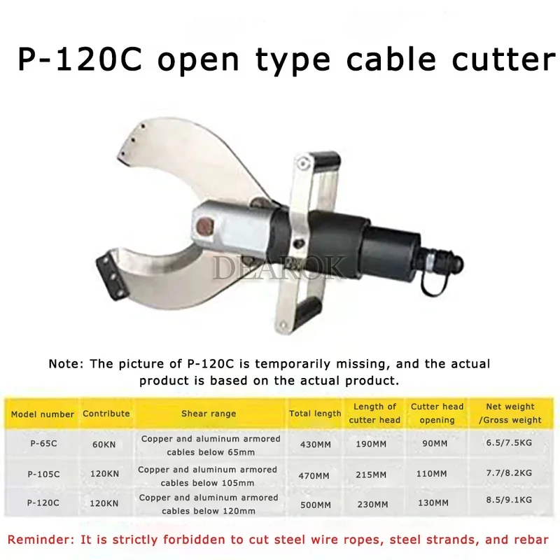 p-65C 油圧ケーブル切断ヘッドケーブルカッターワイヤーカッターカット 65 ミリメートル装甲 Cu/Alu ケーブル 60kn