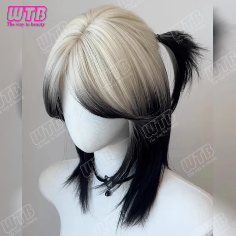 WTB Gradient Straight Hair Synthetic Straight Hair Wig with Center Part Bangs Suitable for Women's Daily Wear Holidays Cosplay