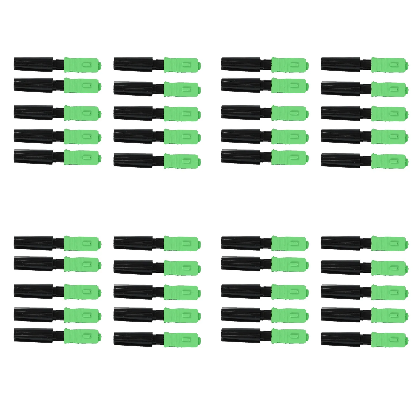 AB35-40Pcs Ftth موصل سريع مضمن SC/APC موصل الألياف البصرية البلاستيكية الخضراء