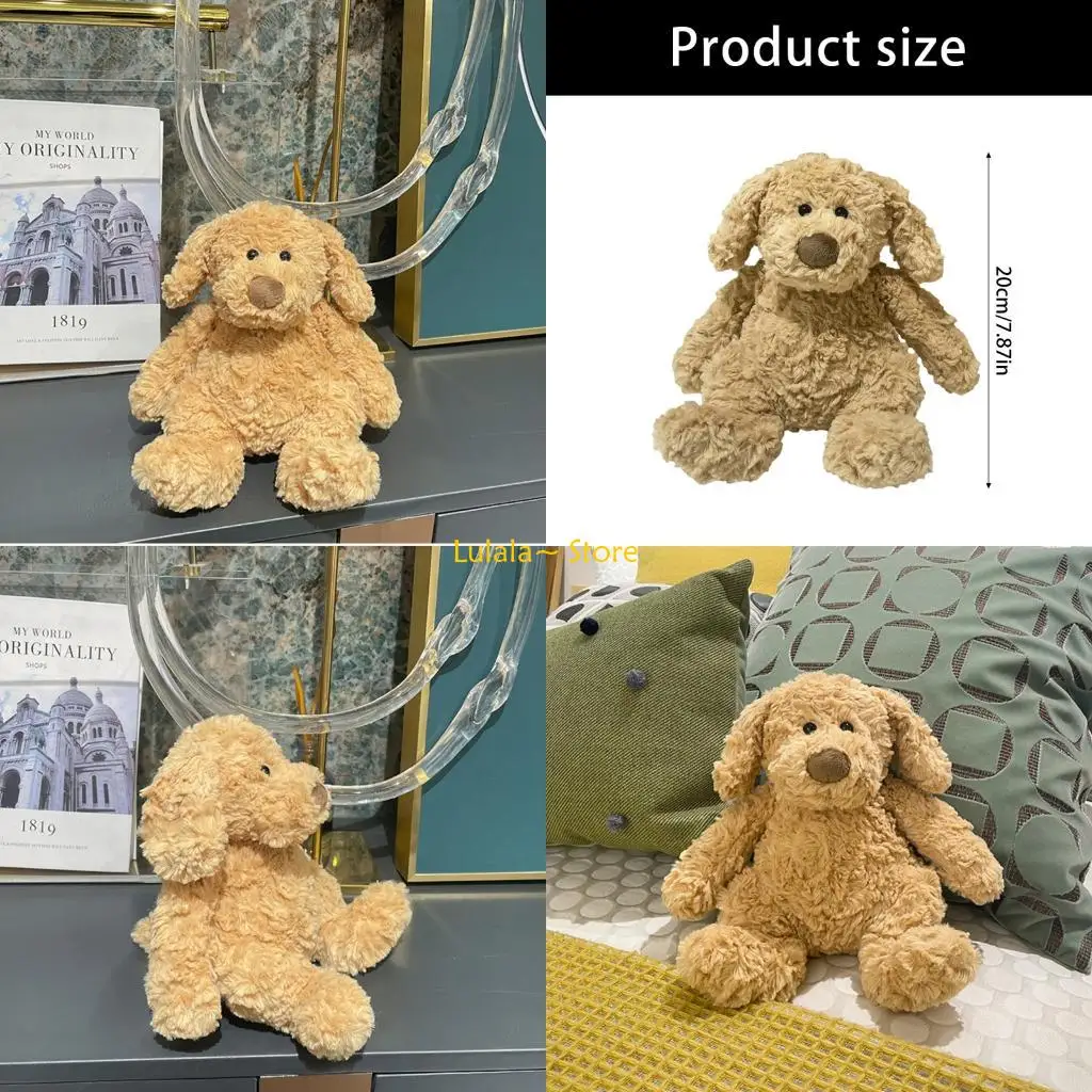

Y4QA Soft Stuffed Puppy Toy Realistic Yellow Dog Cuddle Toy Children Room Decoration