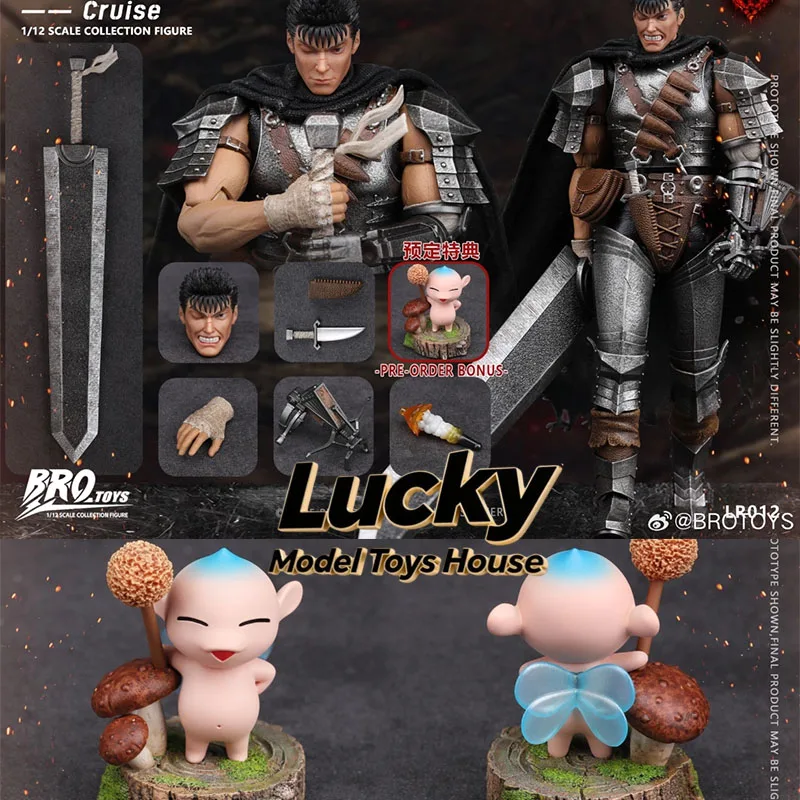 BROTOYS LR012 1/12 Figura de Acción Guts Caped Man Berserker Cruise, Diseño de Cuerpo Articulado, 6 Pulgadas, Set Completo, Colección de Modelos de Soldados