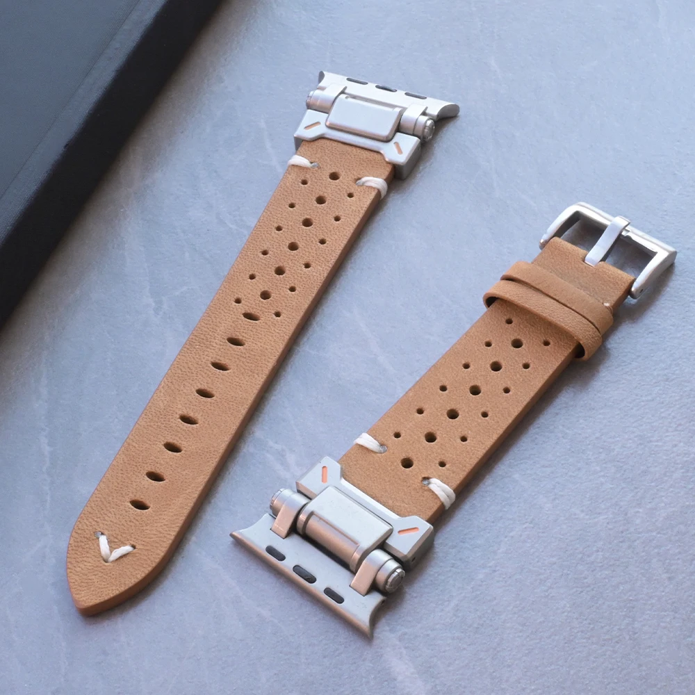 

Crazy Horse Leather Strap for Apple Watch Ultra 49mm 10 46mm Genuine Leather Band for Series 9 8 7 6 5 4 SE 45mm 44mm Watchband