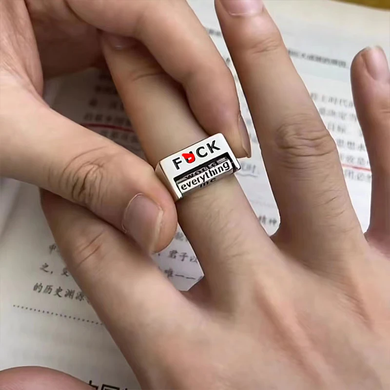 Anillo giratorio Unisex Fxck todo/tu/me/mentiras ajustable para mujeres y hombres, anillos divertidos de estilo Hip Hop de calle alta