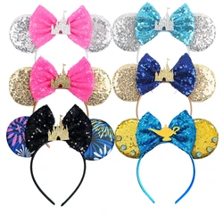 2024 Castle Fireworks Mickey Mouse Ear Headband for Adults Women Bows Hair Accessories Aladdin Hairbands Kid Girls Party Gifts