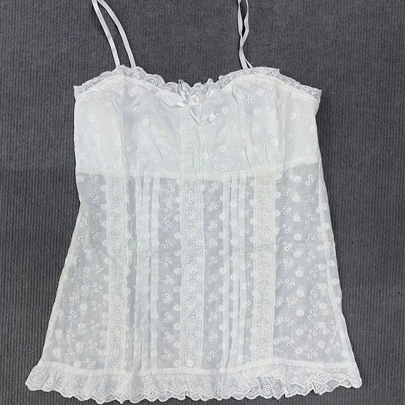 الكورية الشارع الربيع الصيف بسيطة عصرية نقية حلوة حار الحمالة الصغيرة القوس بلون عارية الذراعين الدانتيل الحمالات أعلى 2025 #6